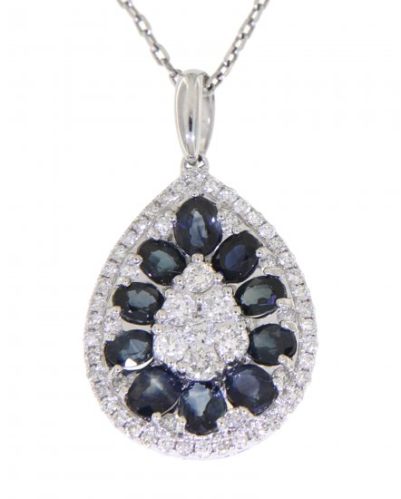 PEAR STYLE SAPPHIRE DIAMOND PENDANT (TP1240)