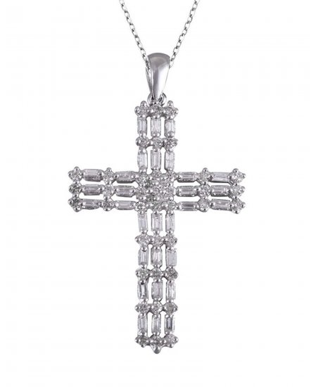 CROSS BAGUETTE DIAMOND PENDANT (TP1286)