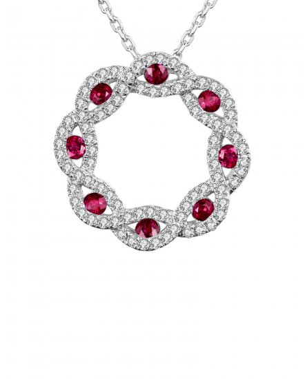 CRISS CROSS STYLE COLORED STONE DIAMOND PENDANT (TP1299)