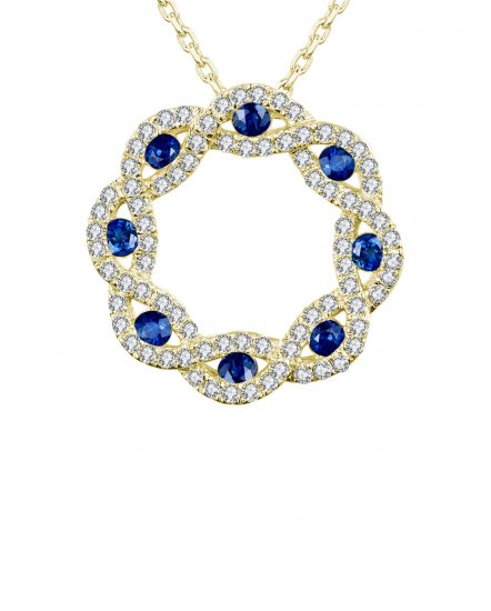 CRISS CROSS STYLE COLORED STONE DIAMOND PENDANT (TP1299)