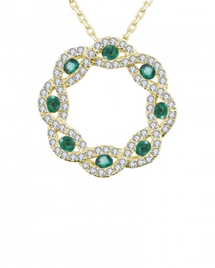 CRISS CROSS STYLE COLORED STONE DIAMOND PENDANT (TP1299)