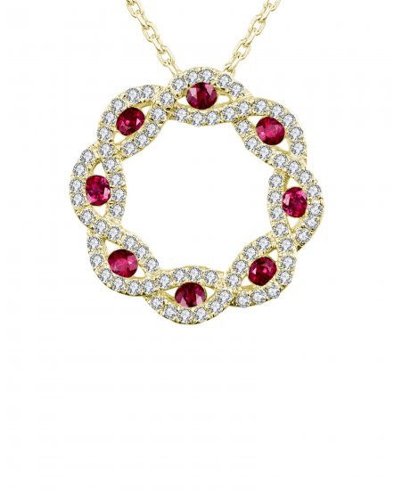 CRISS CROSS STYLE COLORED STONE DIAMOND PENDANT (TP1299)