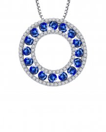 ROUND SAPPHIRE DIAMOND PENDANT (TP1345)