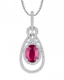 PEAR STYLE RUBY DIAMOND PENDANT (TP1385)