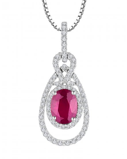PEAR STYLE RUBY DIAMOND PENDANT (TP1385)