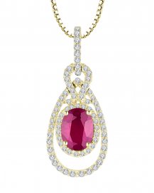 PEAR STYLE RUBY DIAMOND PENDANT (TP1385)