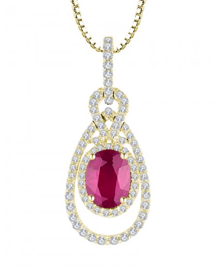 PEAR STYLE RUBY DIAMOND PENDANT (TP1385)