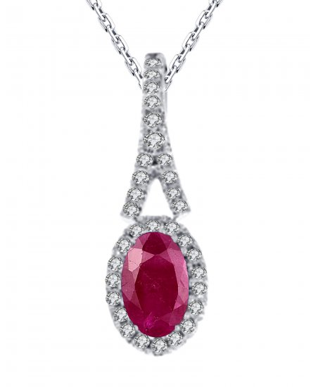 OVAL COLORED STONE DIAMOND PENDANT (TP1448)
