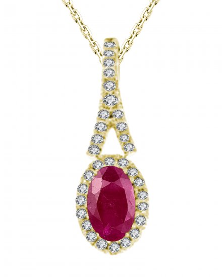 OVAL COLORED STONE DIAMOND PENDANT (TP1448)