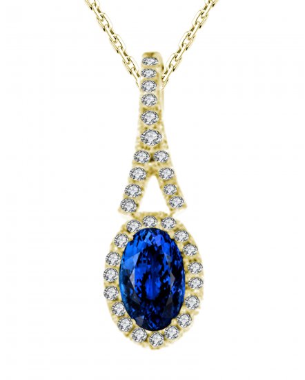 OVAL COLORED STONE DIAMOND PENDANT (TP1448)