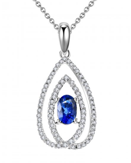 LEAF STYLE COLORED STONE DIAMOND PENDANT (TP1494)