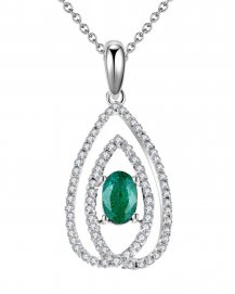 LEAF STYLE COLORED STONE DIAMOND PENDANT (TP1494)
