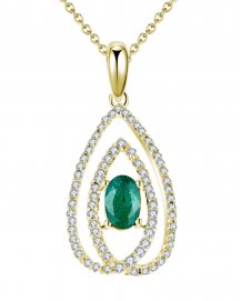 LEAF STYLE COLORED STONE DIAMOND PENDANT (TP1494)