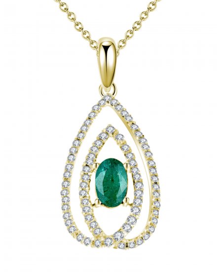 LEAF STYLE COLORED STONE DIAMOND PENDANT (TP1494)