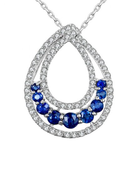 PEAR STYLE SAPPHIRE DIAMOND PENDANT (TP1501)