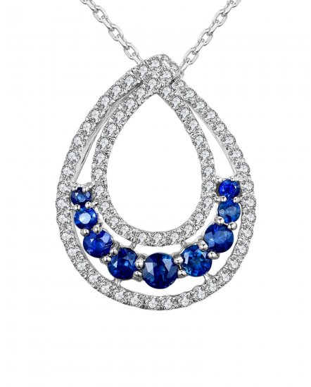 PEAR STYLE SAPPHIRE DIAMOND PENDANT (TP1501)