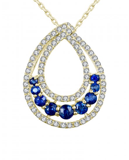 PEAR STYLE SAPPHIRE DIAMOND PENDANT (TP1501)