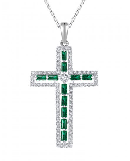 CROSS EMERALD DIAMOND PENDANT (TP1527)