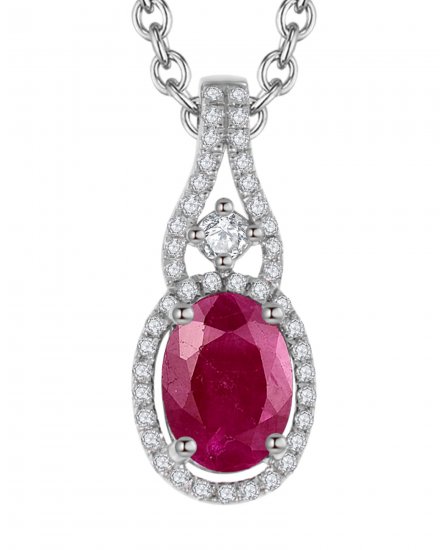 OVAL COLORED STONE DIAMOND PENDANT (TP1561)