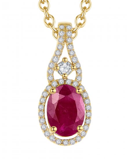 OVAL COLORED STONE DIAMOND PENDANT (TP1561)