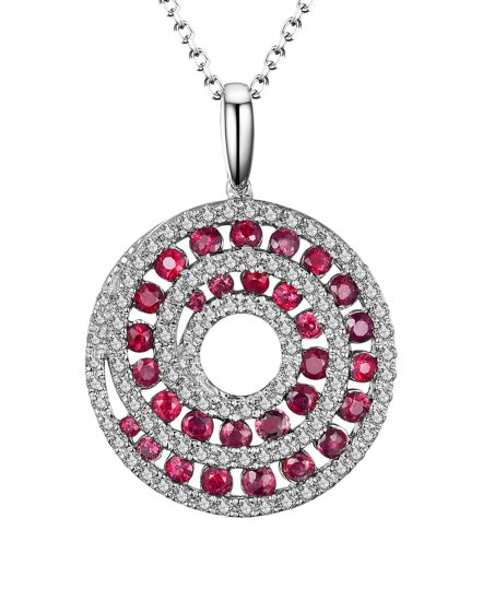 ROUND COLORED STONE DIAMOND PENDANT (TP1601)