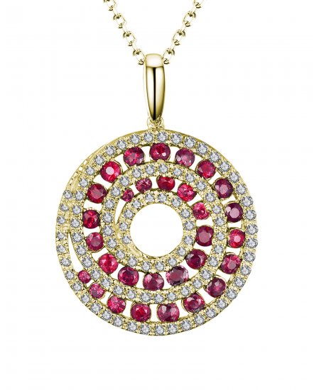 ROUND COLORED STONE DIAMOND PENDANT (TP1601)