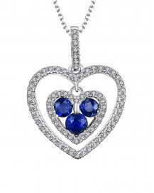 HEART SHAPE COLORED STONE DIAMOND PENDANT (TP1677)
