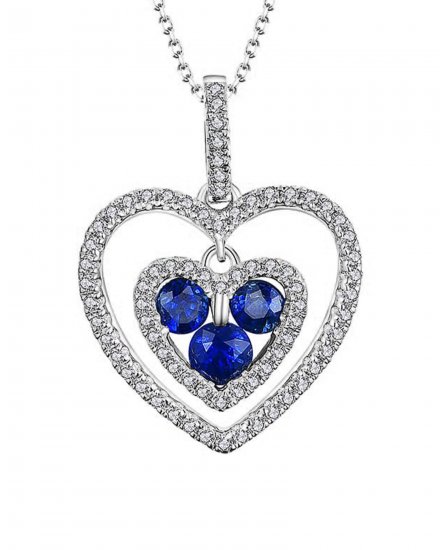 HEART SHAPE COLORED STONE DIAMOND PENDANT (TP1677)