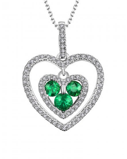 HEART SHAPE COLORED STONE DIAMOND PENDANT (TP1677)