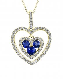 HEART SHAPE COLORED STONE DIAMOND PENDANT (TP1677)