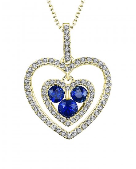 HEART SHAPE COLORED STONE DIAMOND PENDANT (TP1677)
