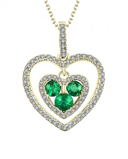 HEART SHAPE COLORED STONE DIAMOND PENDANT (TP1677)