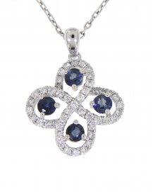 CLOVER STYLE COLORED STONE DIAMOND PENDANT (TP1716)
