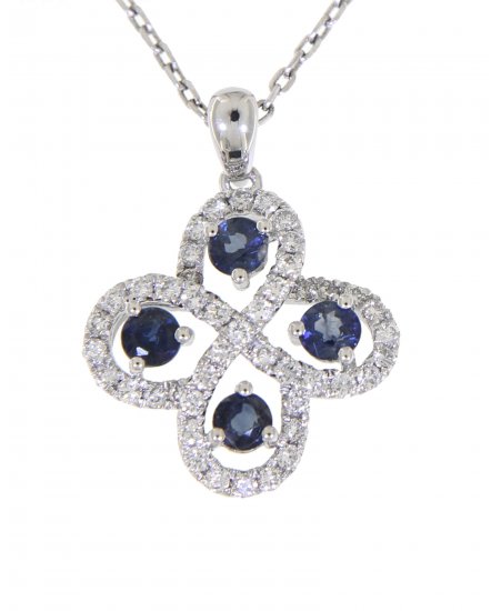 CLOVER STYLE COLORED STONE DIAMOND PENDANT (TP1716)