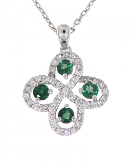 CLOVER STYLE COLORED STONE DIAMOND PENDANT (TP1716)