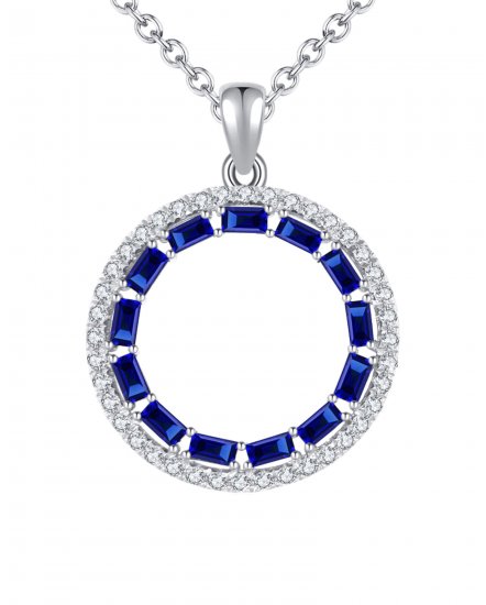 ROUND STYLE BAGUETTE SAPPHIRE DIAMOND PENDANT (TP1722)