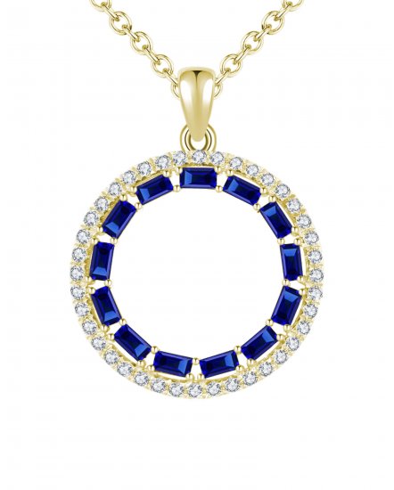 ROUND STYLE BAGUETTE SAPPHIRE DIAMOND PENDANT (TP1722)