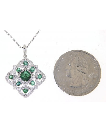 FLORAL STYLE EMERALD DIAMOND PENDANT (TP1726)