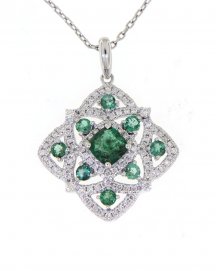 FLORAL STYLE EMERALD DIAMOND PENDANT (TP1726)
