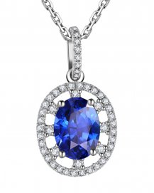 OVAL COLORED STONE DIAMOND PENDANT (TP1745)