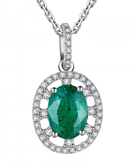 OVAL COLORED STONE DIAMOND PENDANT (TP1745)