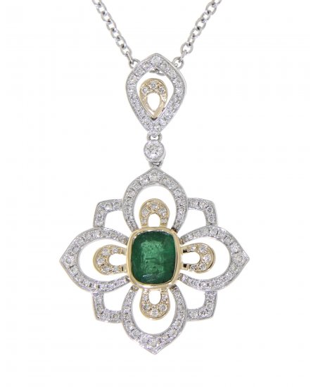 FLORAL STYLE EMERALD DIAMOND PENDANT (TP1752)