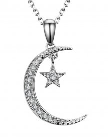 CRESCENT MOON STAR DIAMOND PENDANT  (TP1774)