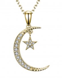 CRESCENT MOON STAR DIAMOND PENDANT  (TP1774)