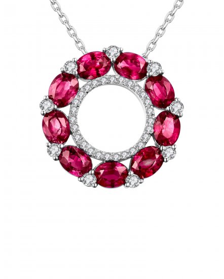 OVAL COLORED STONE ROUND DIAMOND PENDANT (TP1776)