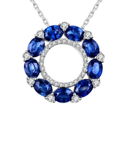 OVAL COLORED STONE ROUND DIAMOND PENDANT (TP1776)