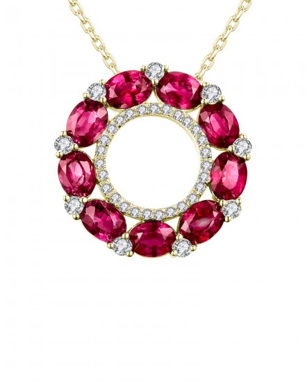 OVAL COLORED STONE ROUND DIAMOND PENDANT (TP1776)