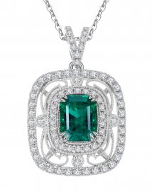CUSHION EMERALD DIAMOND PENDANT (TP1781)