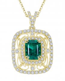 CUSHION EMERALD DIAMOND PENDANT (TP1781)
