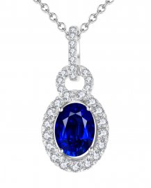 OVAL COLORED STONE DIAMOND PENDANT (TP1783)